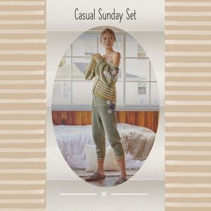 Floral Embroidered Knit Jogger Set